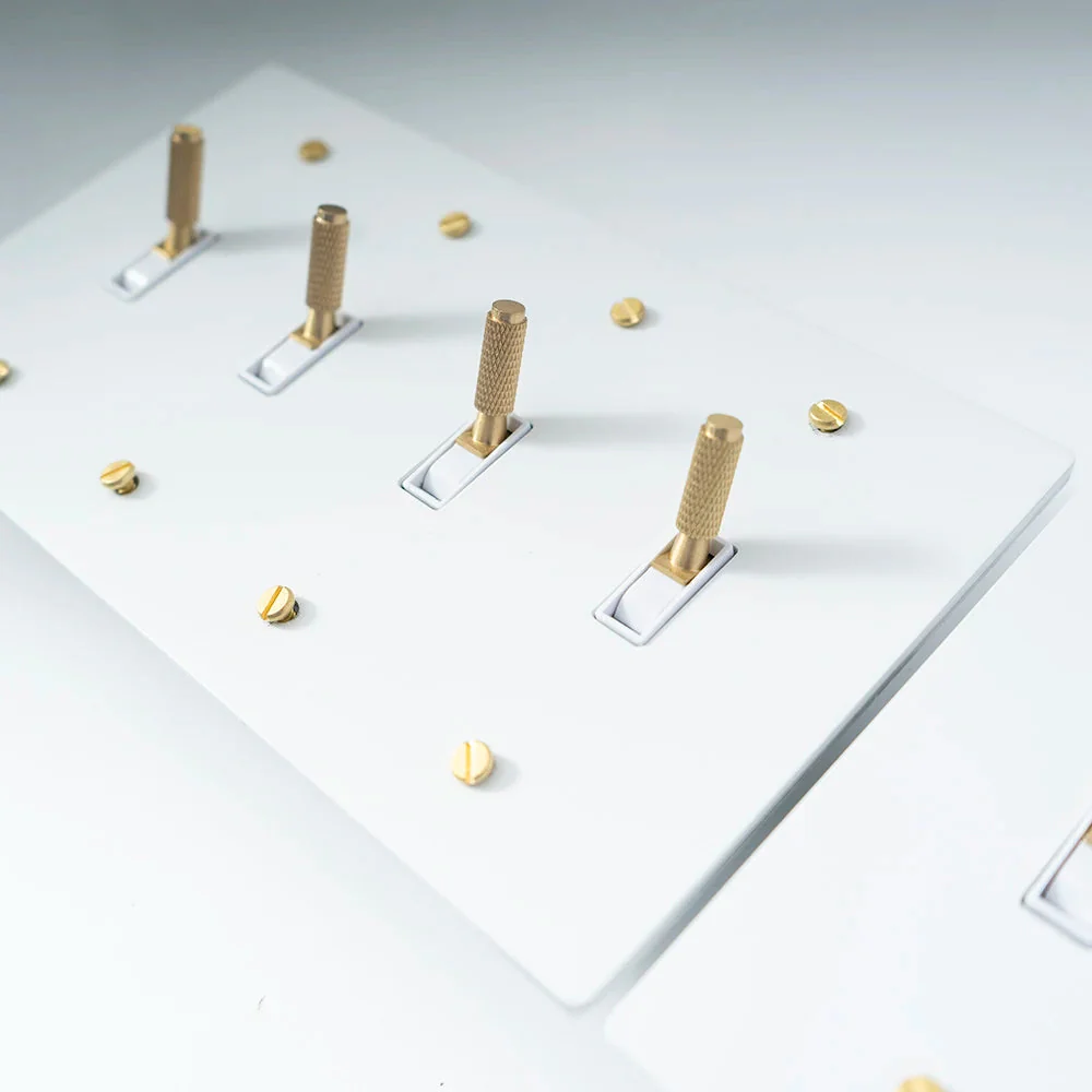 Brass Toggle Light Dimmer & Switch & Wall Plate - 3 Gang - Image 7