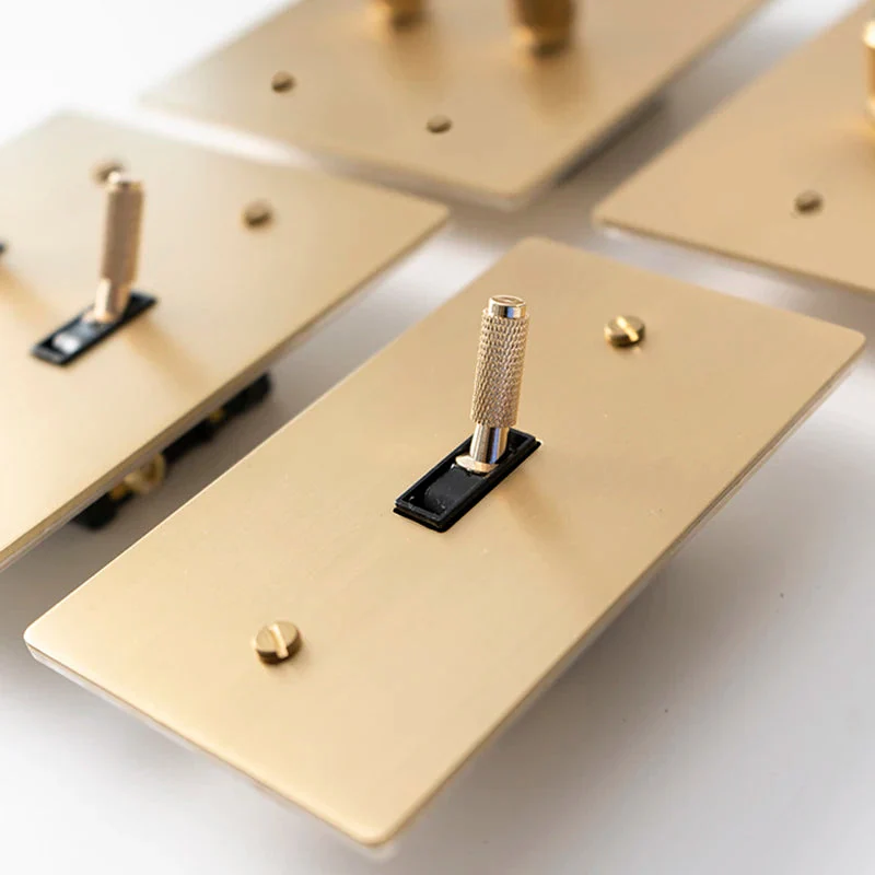 Brass Toggle Light Dimmer & Switch & Wall Plate - 3 Gang - Image 9