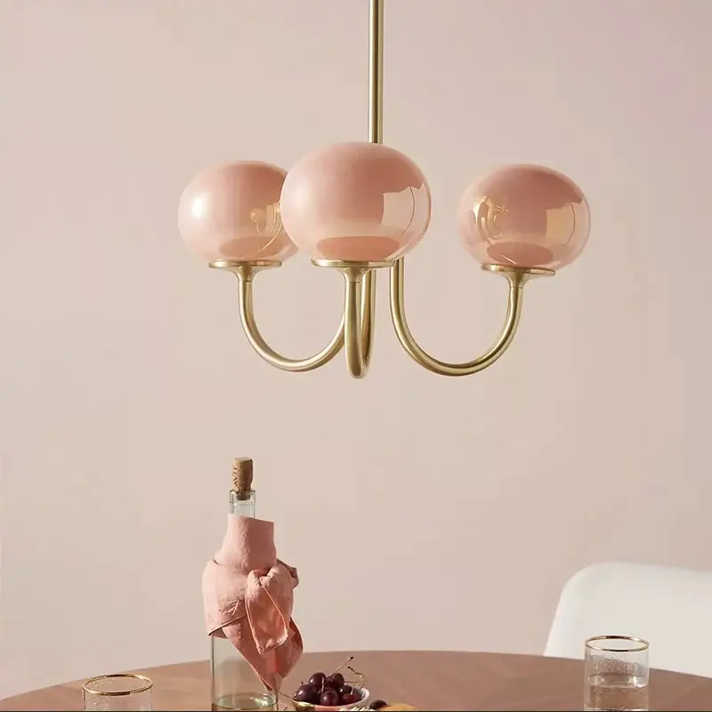 Bubble Pink Glass Marshmallow Chandelier - Image 3