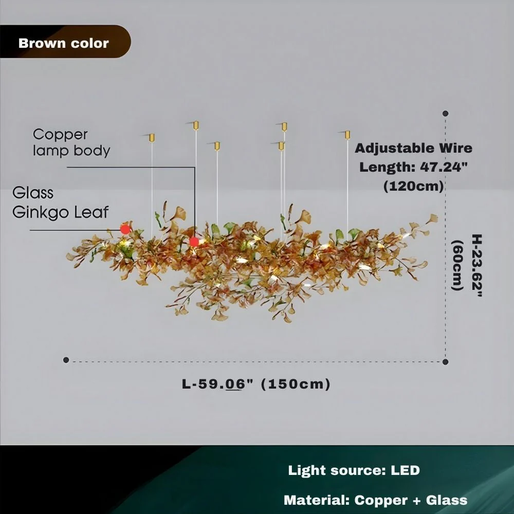 Calla Ginko Leaf Linear Chandelier - Image 11