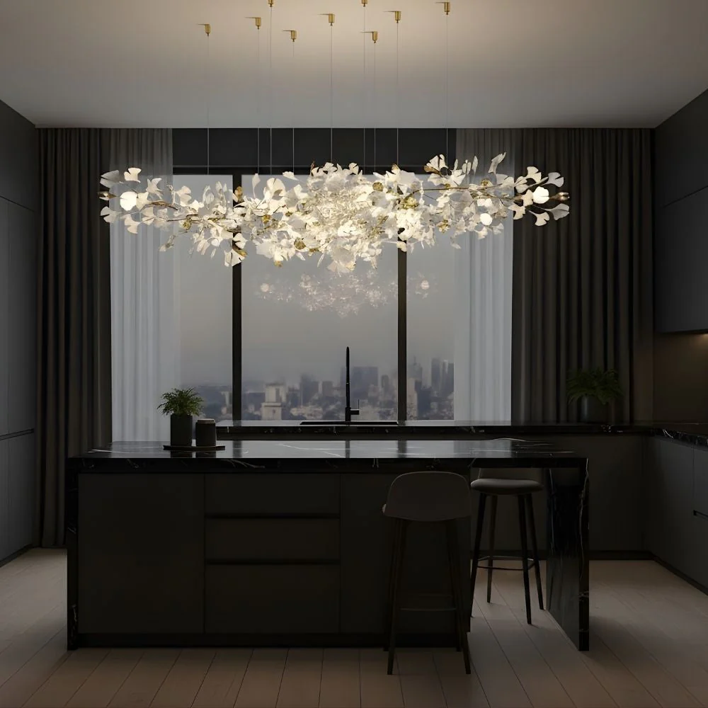Calla Ginko Leaf Linear Chandelier - Image 5