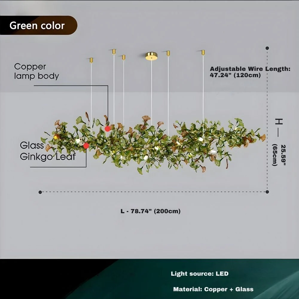 Calla Ginko Leaf Linear Chandelier - Image 8
