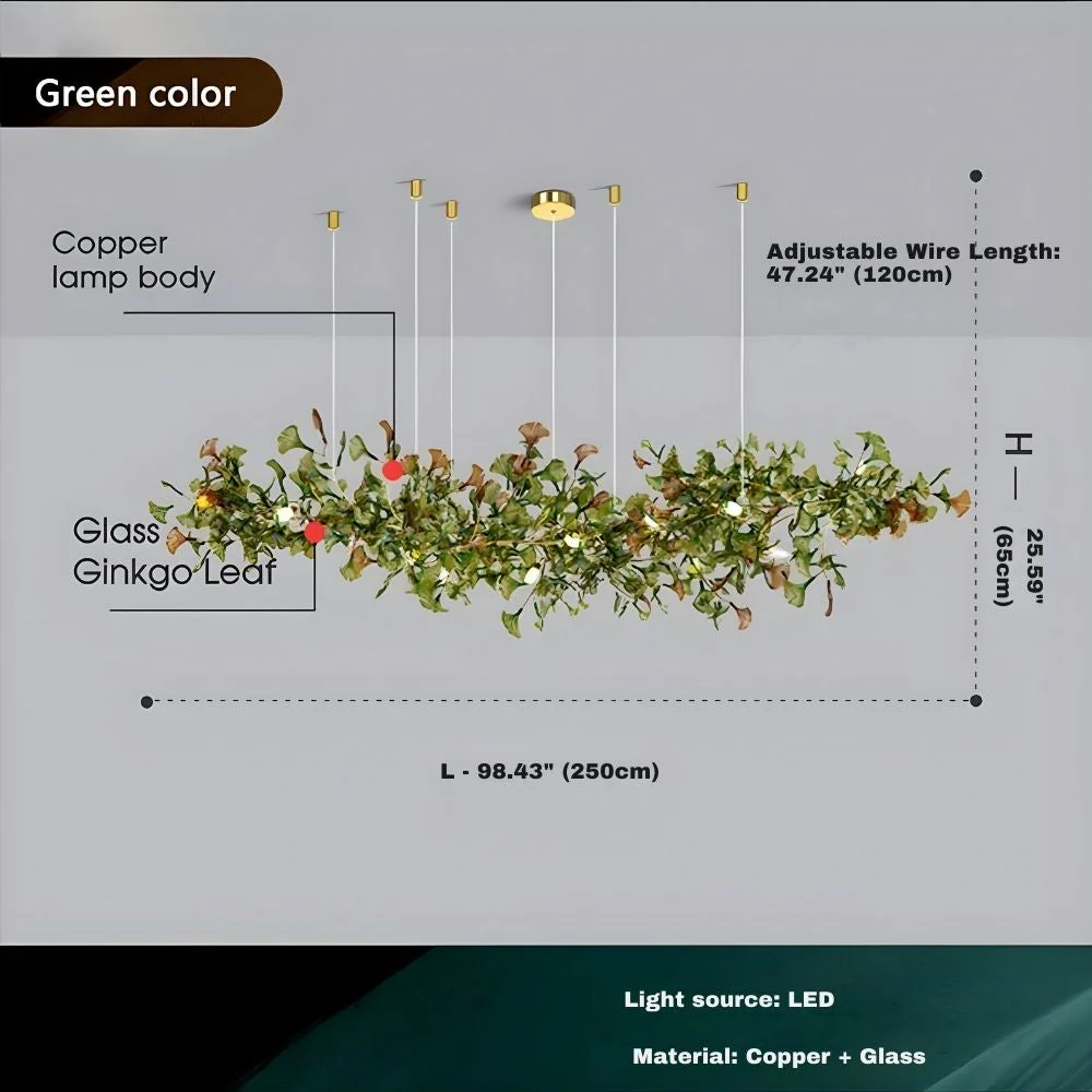 Calla Ginko Leaf Linear Chandelier - Image 9