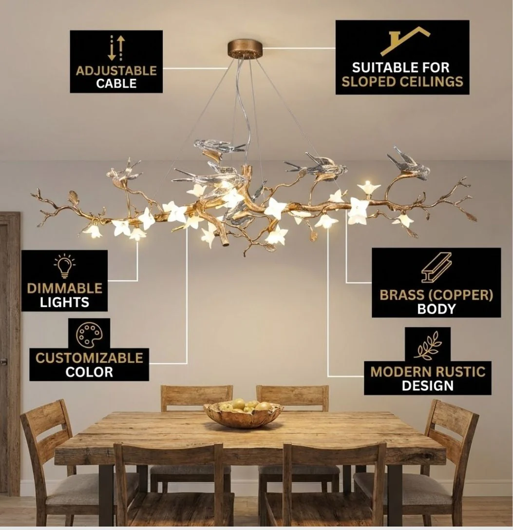 Calyx Bird Branch Chandelier for Dining Room - Image 7