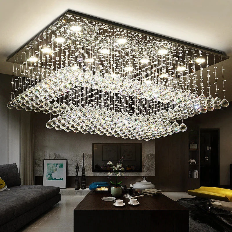Cely Modern Raindrop Crystal Rectangle Chandelier - Image 3