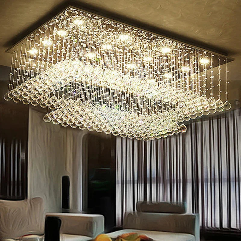 Cely Modern Raindrop Crystal Rectangle Chandelier - Image 4