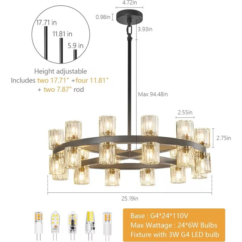 Circular Pendant Light with Crystal Glass Shades - Image 9