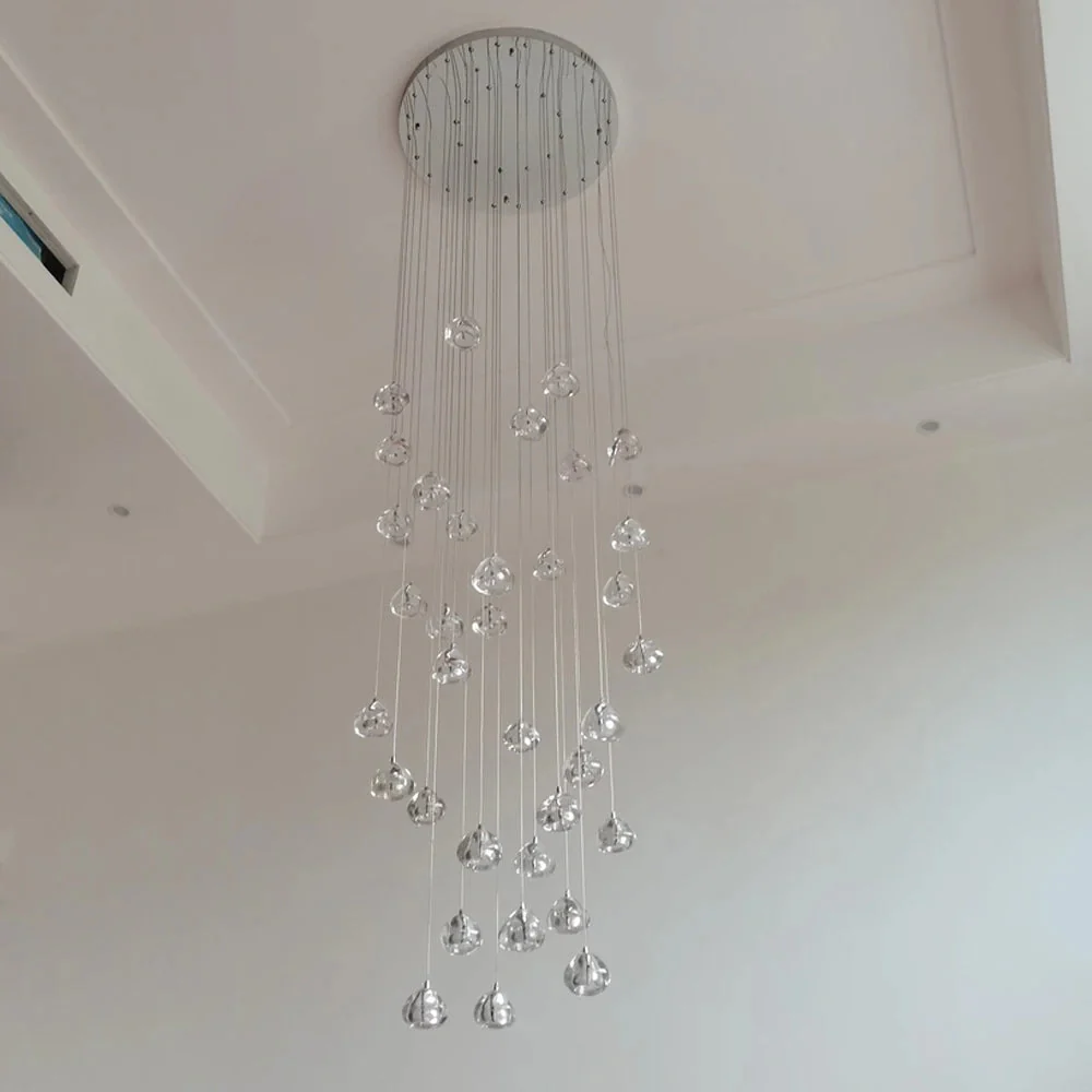 Clear Crystal Bubble Chandelier For High Ceiling Foyer - Image 3