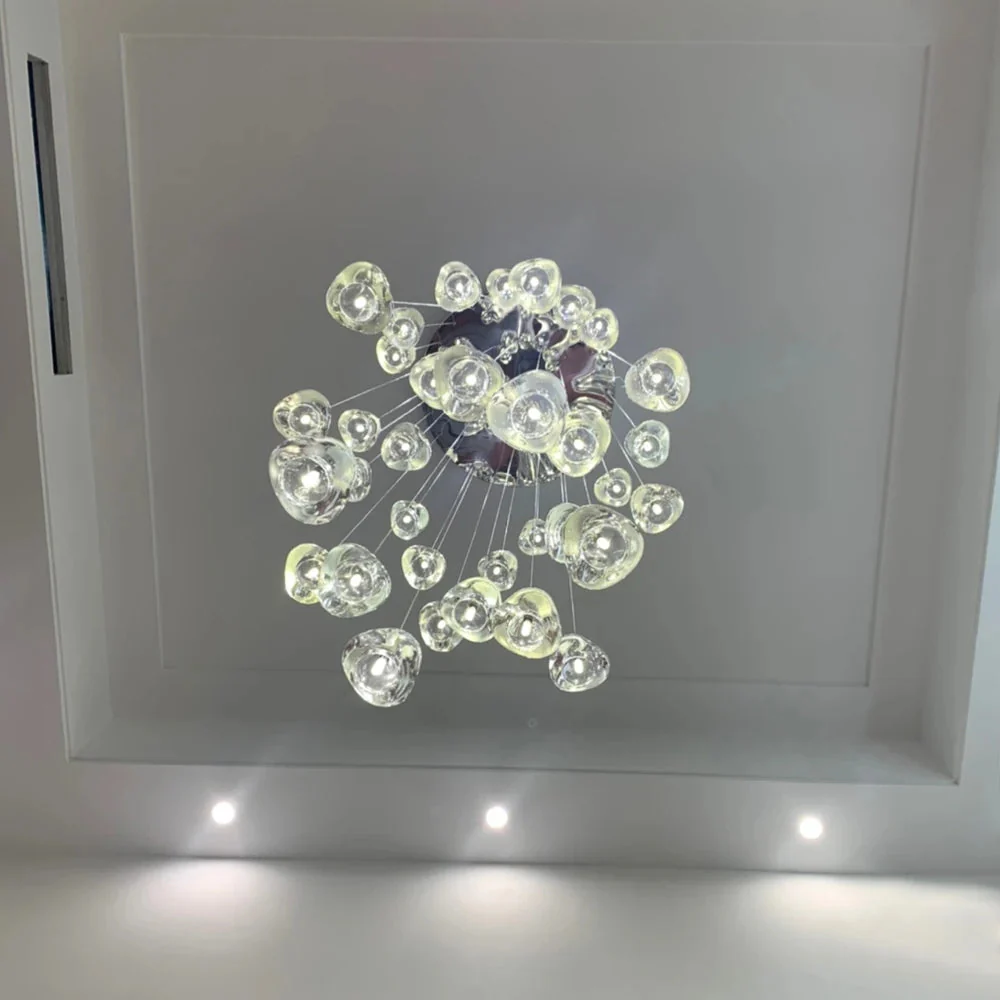 Clear Crystal Bubble Chandelier For High Ceiling Foyer - Image 4
