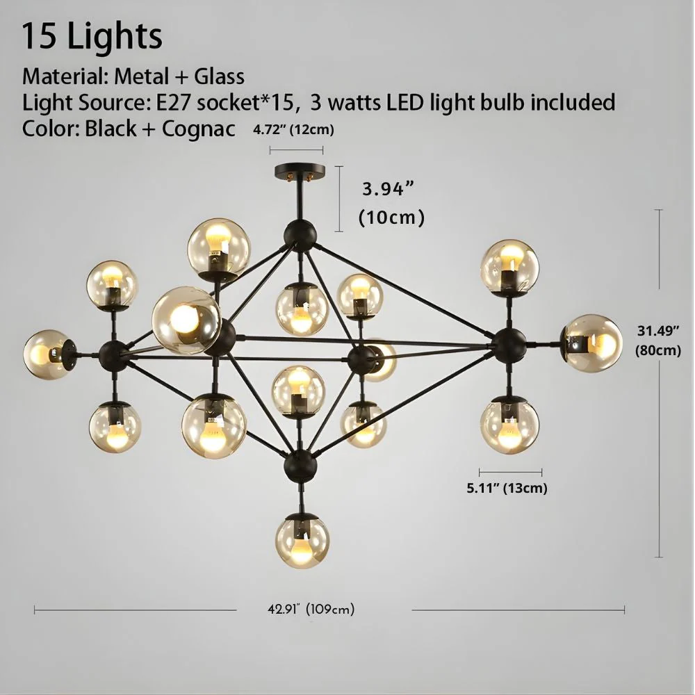 Contemporary Black Chandeliers 15/21 Heads - Image 7
