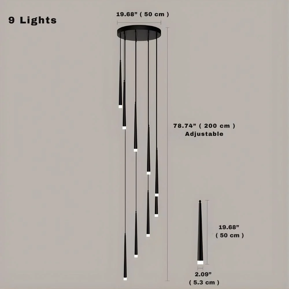 Contemporary Black LED Pendant Light for Stairwell - Image 10