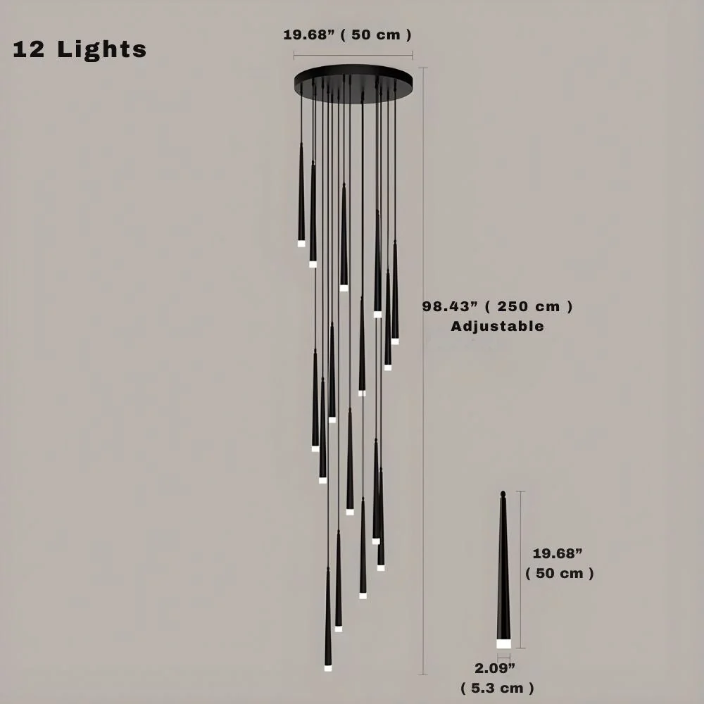 Contemporary Black LED Pendant Light for Stairwell - Image 11