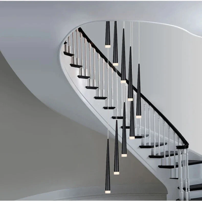 Contemporary Black LED Pendant Light for Stairwell - Image 4