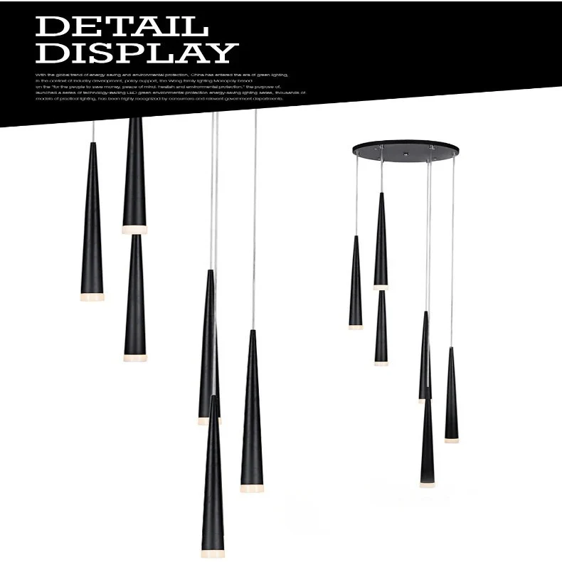 Contemporary Black LED Pendant Light for Stairwell - Image 5