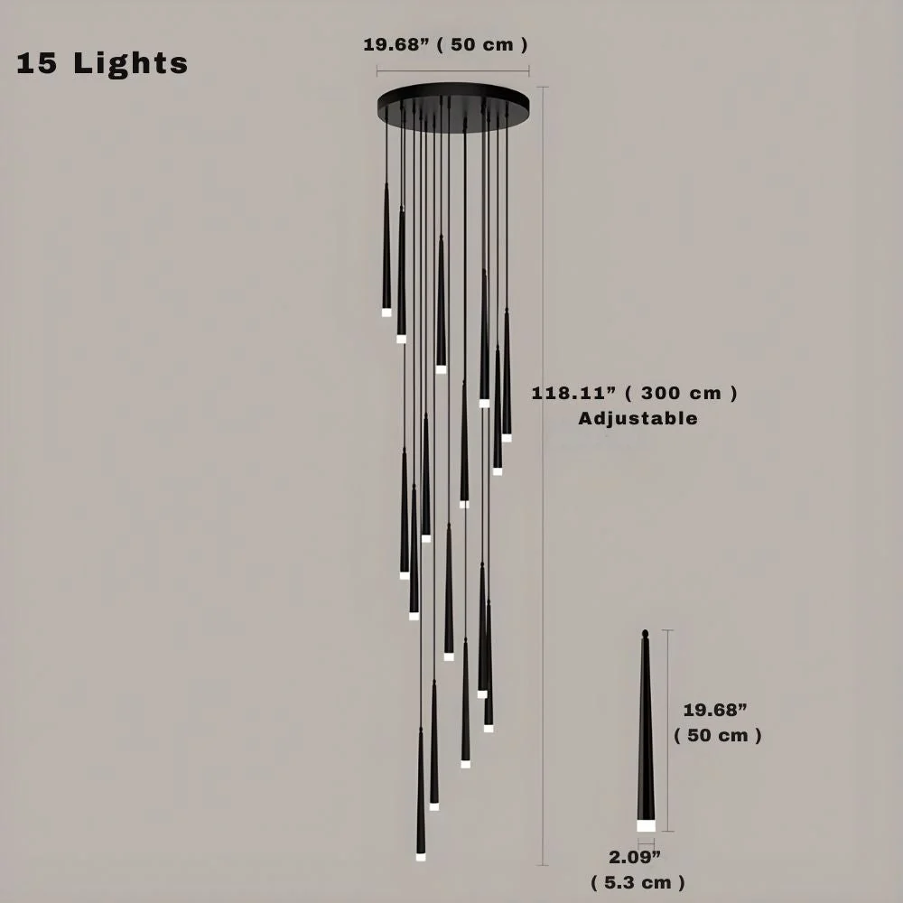 Contemporary Black LED Pendant Light for Stairwell - Image 8