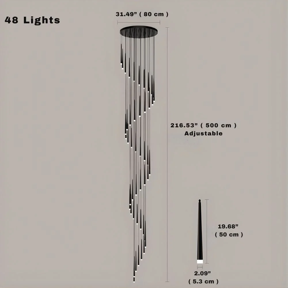 Contemporary Black LED Pendant Light for Stairwell - Image 9