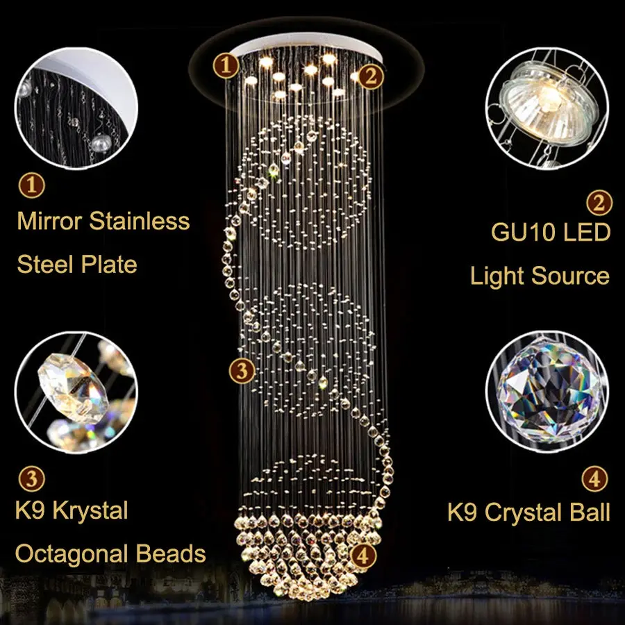 Crystal High Ceiling Stairwell Lighting - Image 6
