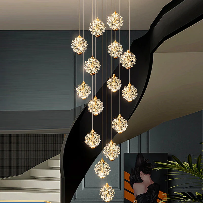 Crystal Modern Pendant Lighting for Stairs & Foyer