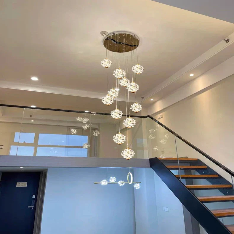 Crystal Modern Pendant Lighting for Stairs & Foyer - Image 4