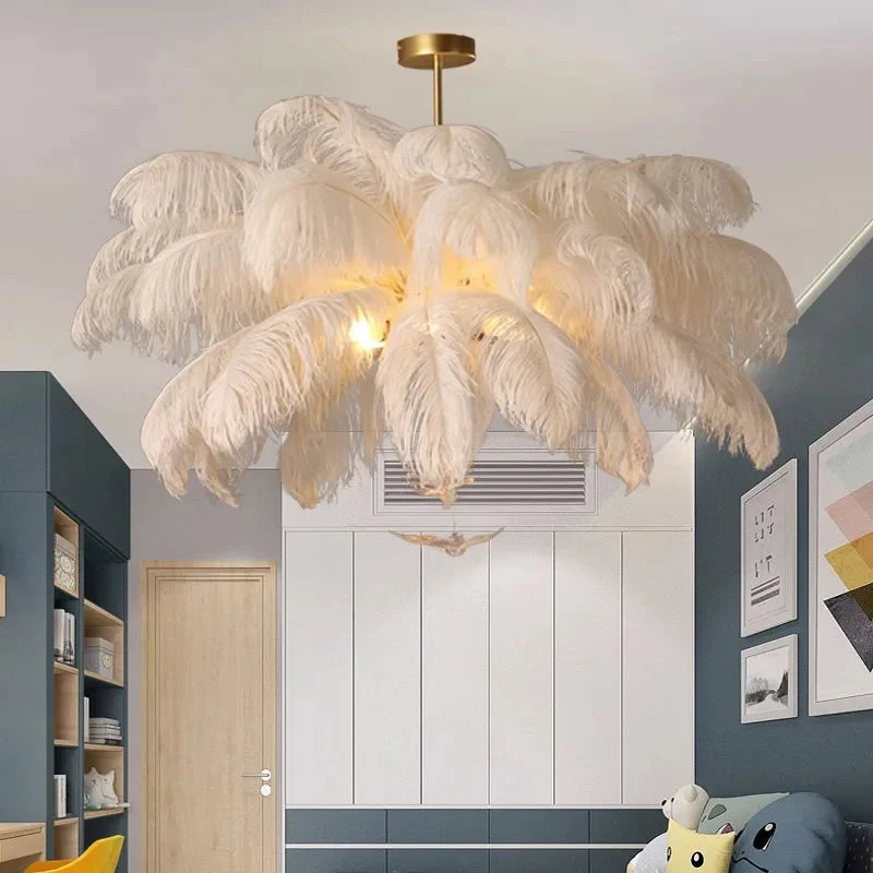 Divas Modern White Ostrich Feather Chandelier - Image 2