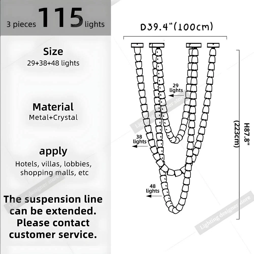 Dreon Large Crystal Chain Chandelier - Image 10