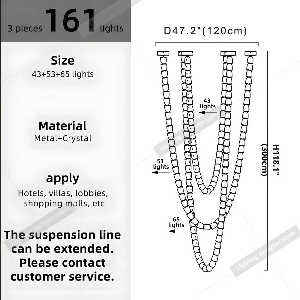 Dreon Large Crystal Chain Chandelier - Image 12