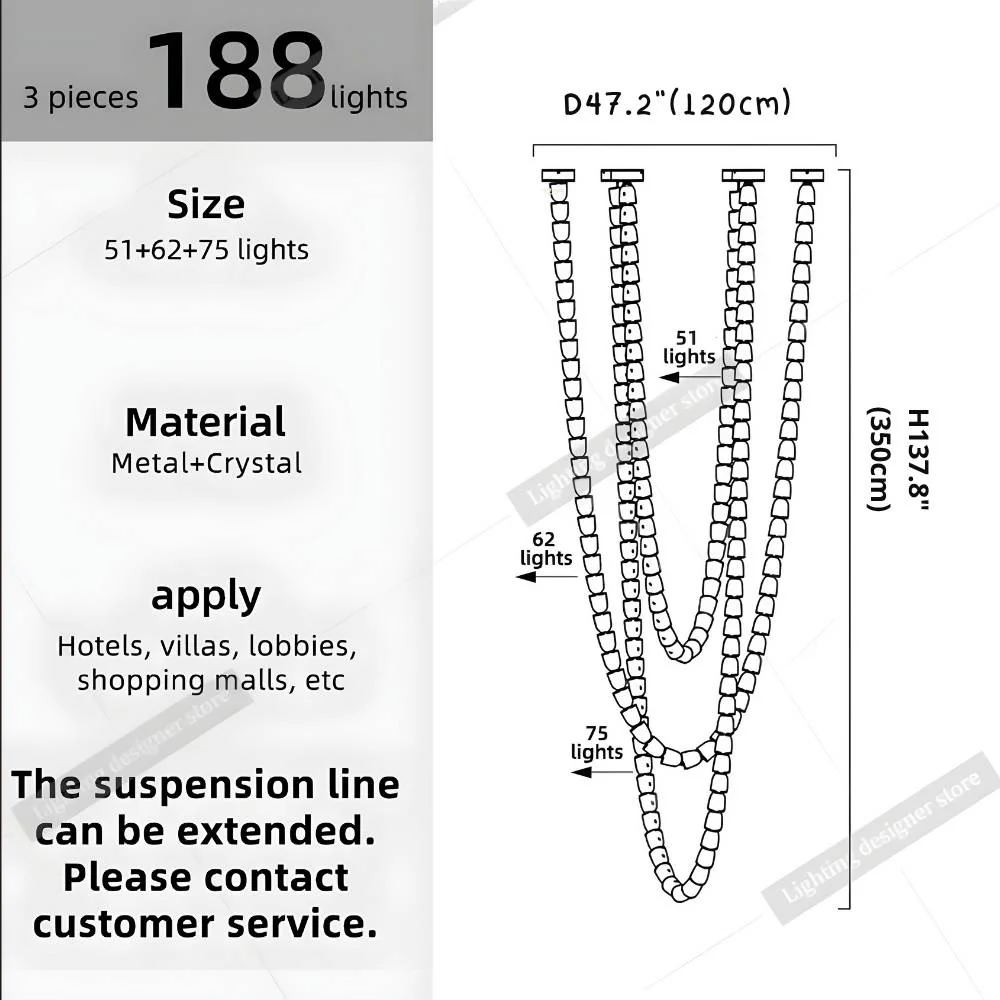 Dreon Large Crystal Chain Chandelier - Image 13