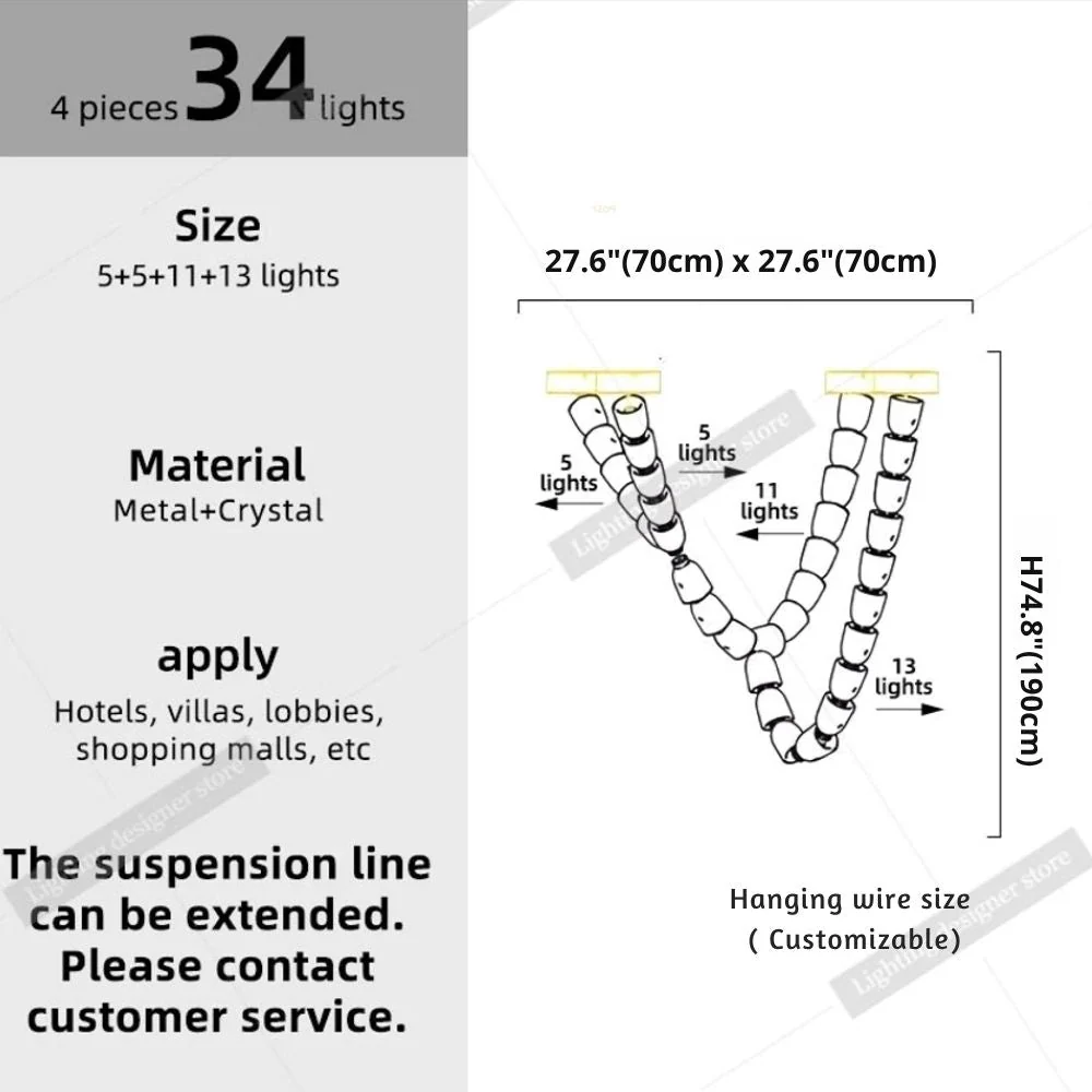 Dreon Large Crystal Chain Chandelier - Image 14
