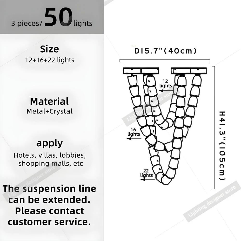 Dreon Large Crystal Chain Chandelier - Image 15