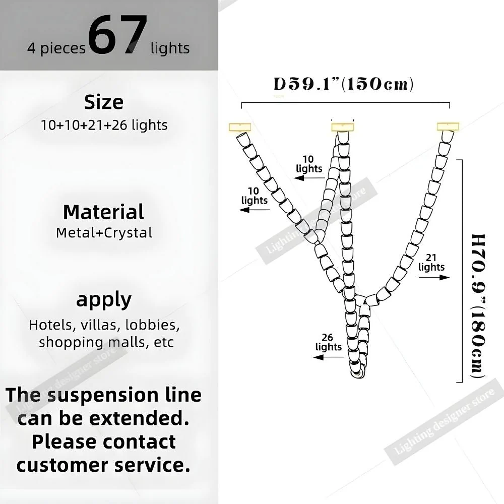 Dreon Large Crystal Chain Chandelier - Image 8