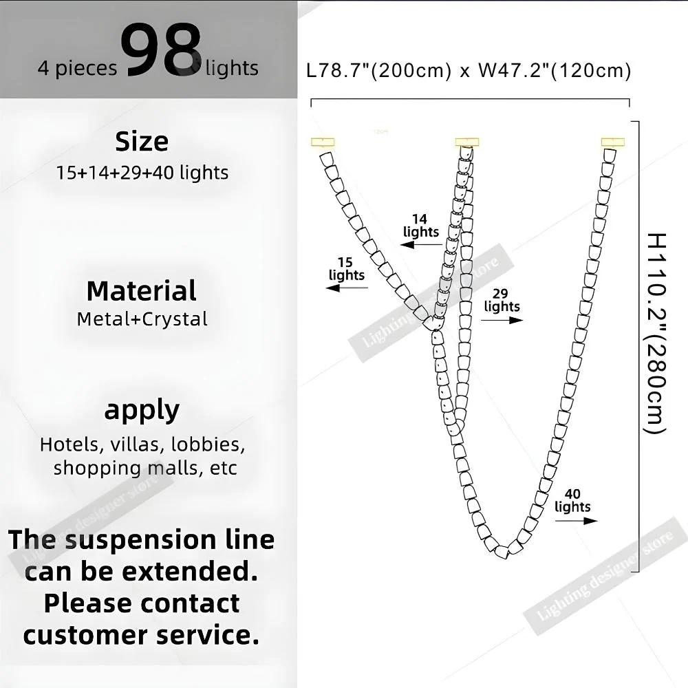 Dreon Large Crystal Chain Chandelier - Image 9