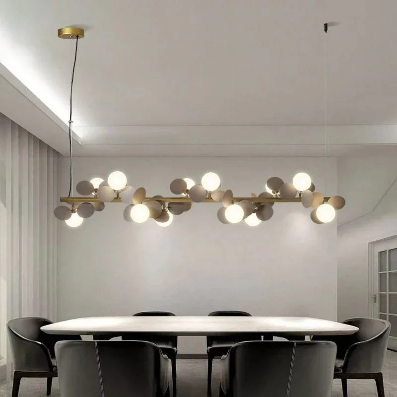 Eli Glass Globes Linear Chandelier For Dining Room - Image 2