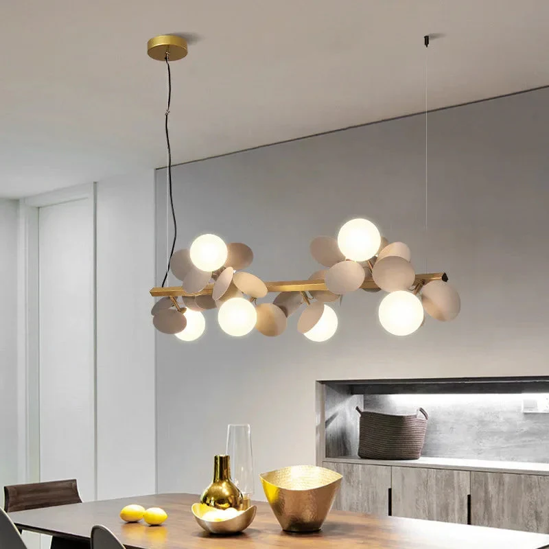 Eli Glass Globes Linear Chandelier For Dining Room - Image 3