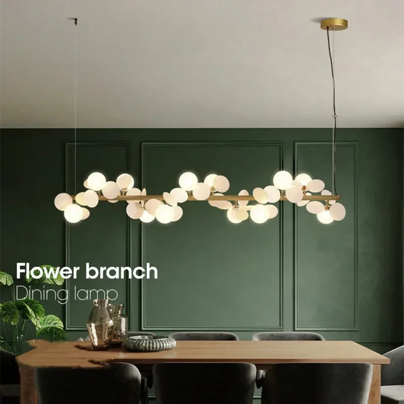 Eli Glass Globes Linear Chandelier For Dining Room - Image 5