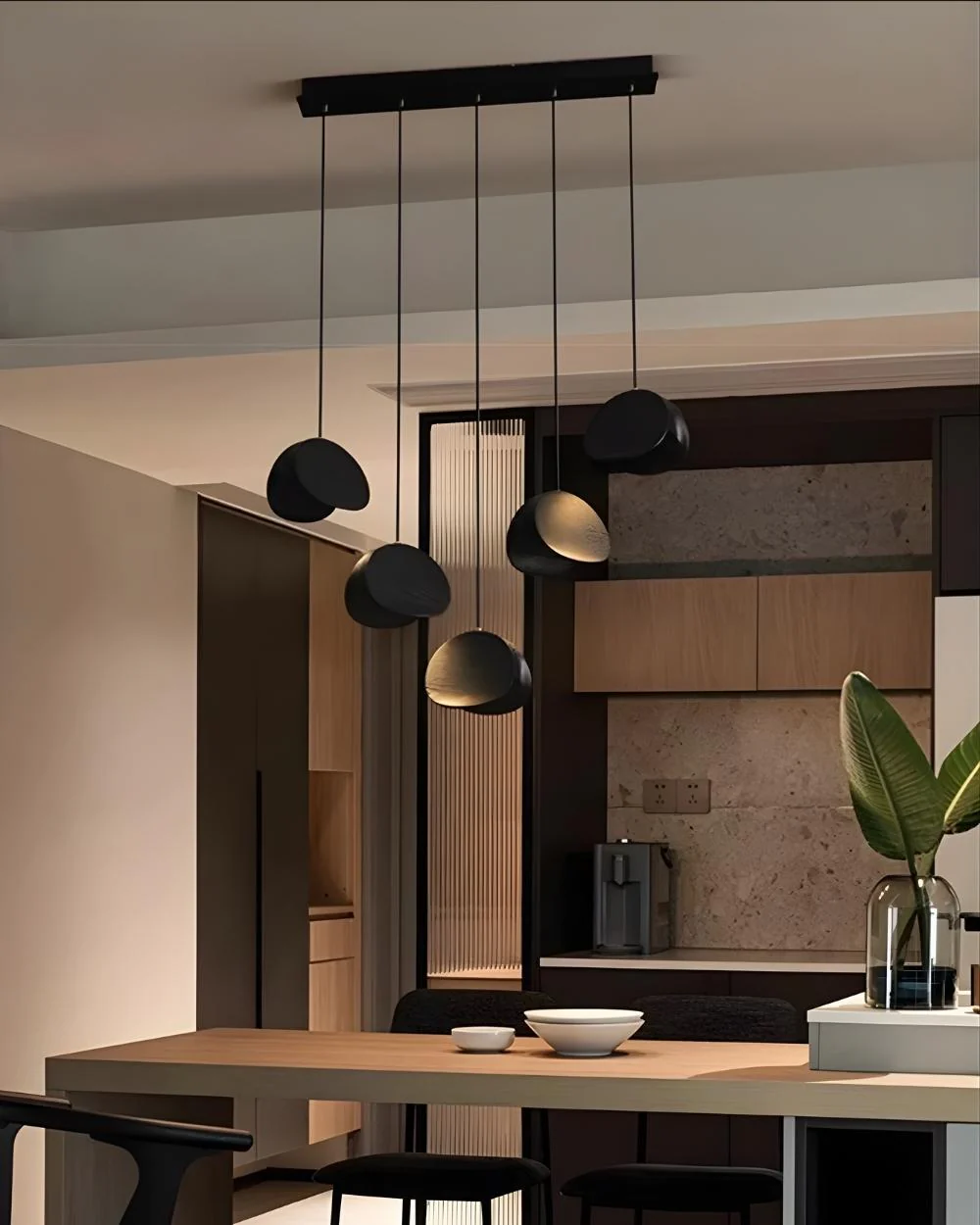 Elor Contemporary Wood Multi Light Pendant - Image 2