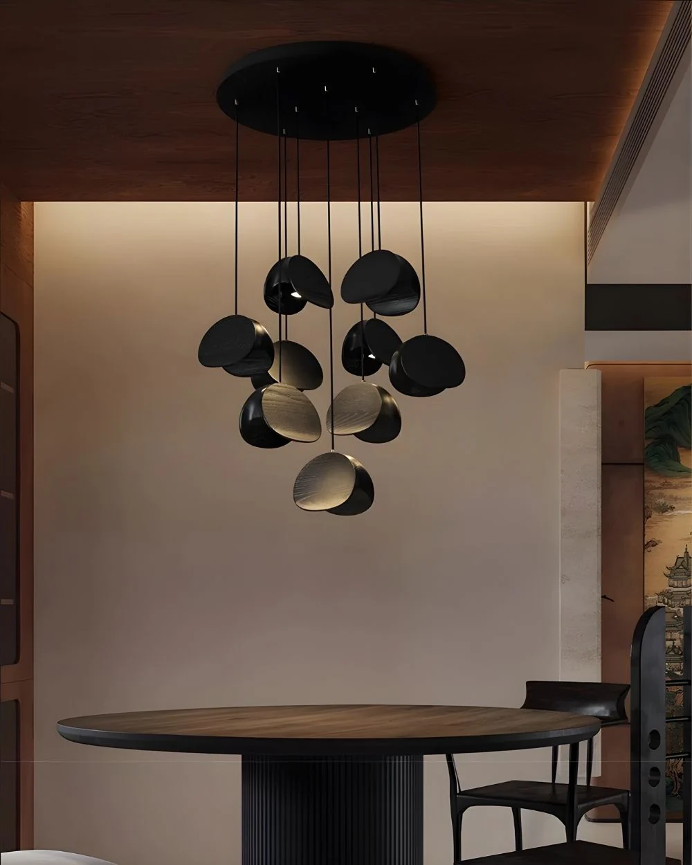 Elor Contemporary Wood Multi Light Pendant - Image 3