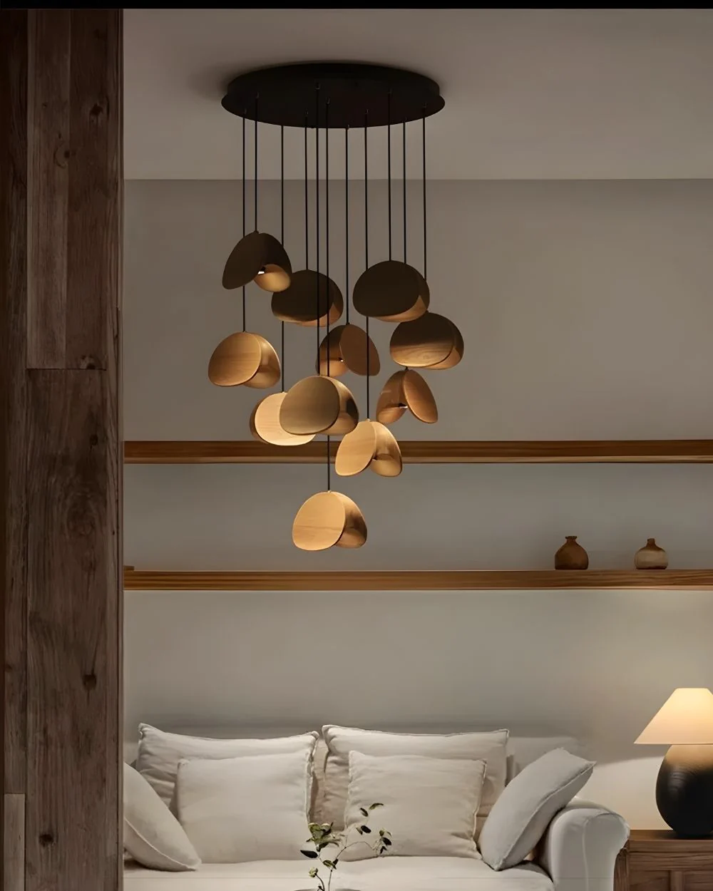 Elor Contemporary Wood Multi Light Pendant - Image 4