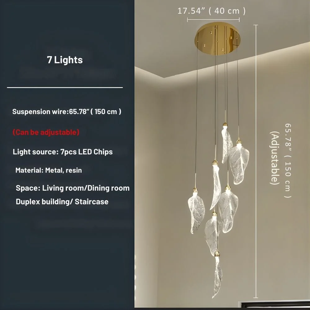Elyorn Leaves Design High Ceiling Foyer Chandelier - Image 10