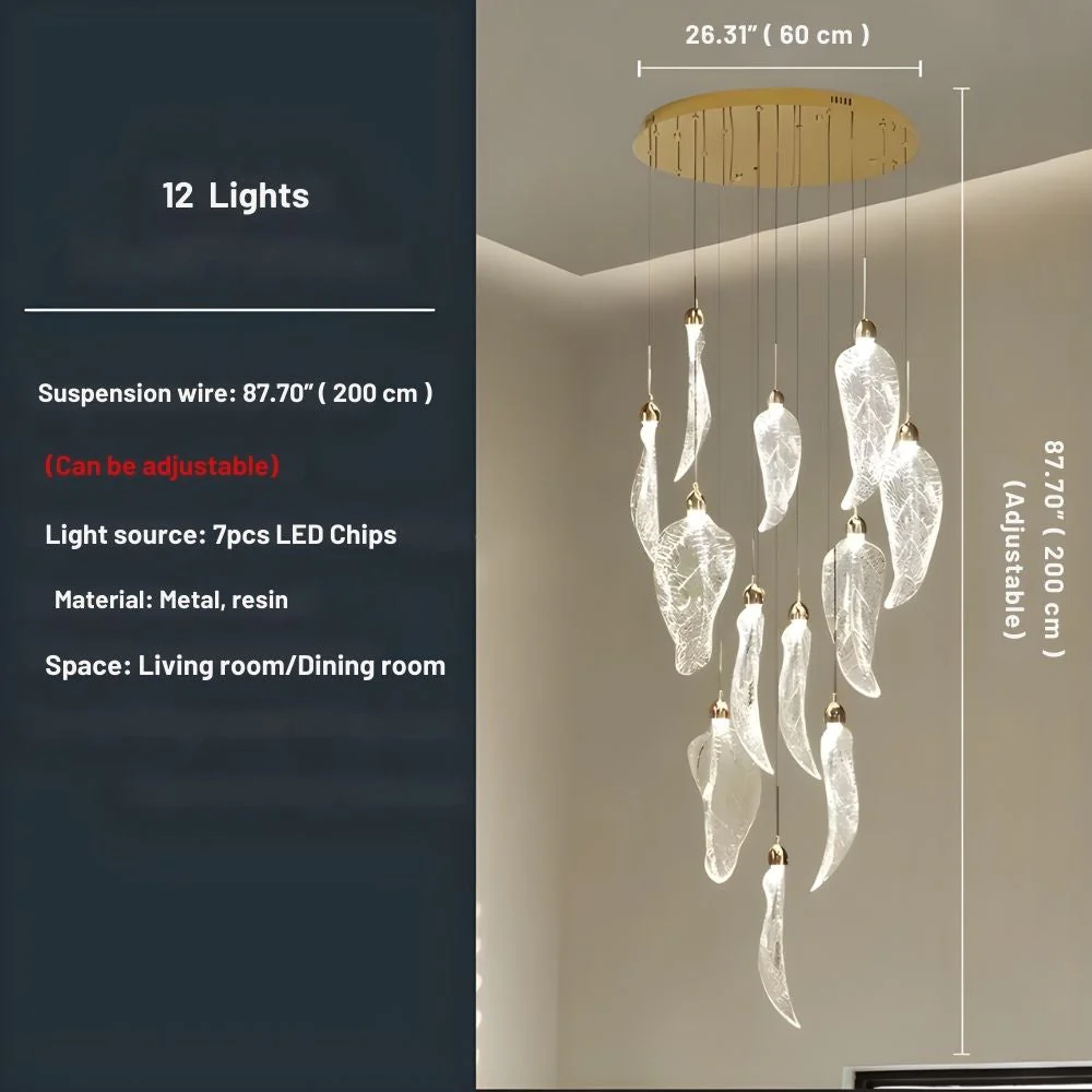 Elyorn Leaves Design High Ceiling Foyer Chandelier - Image 11