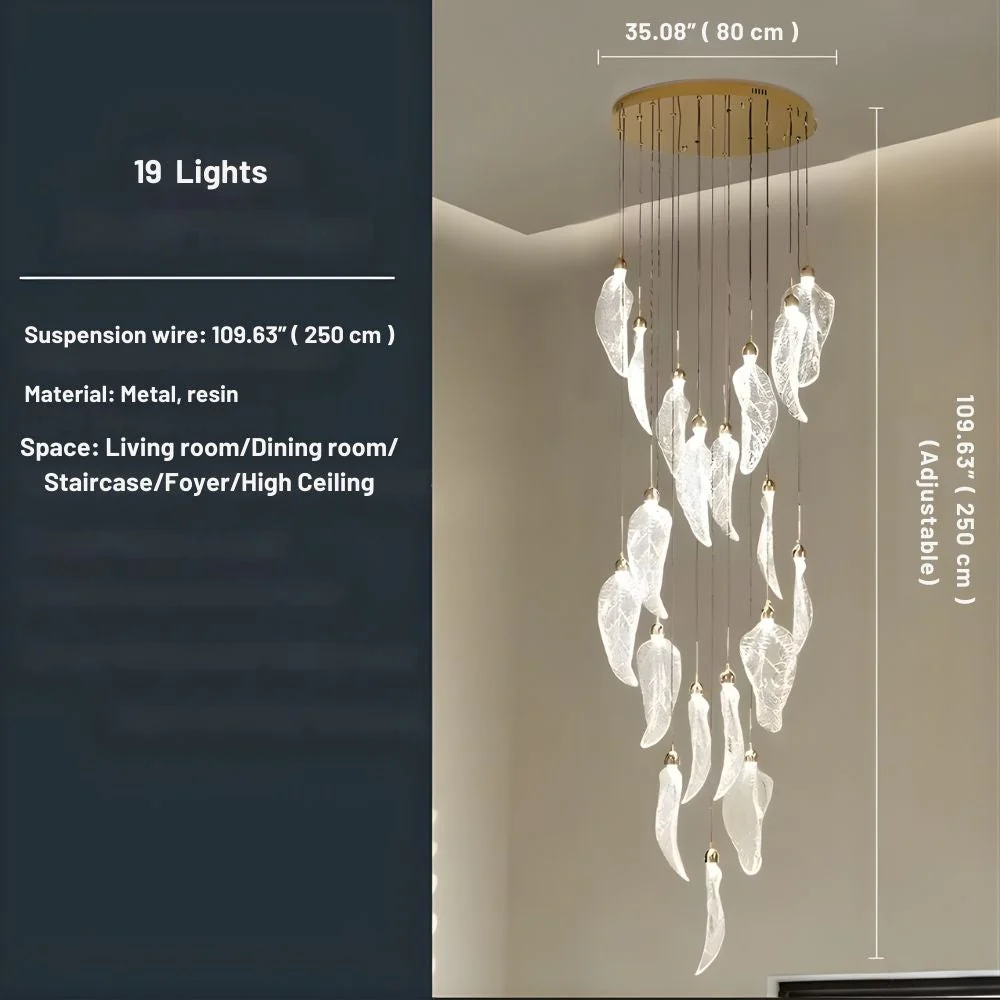 Elyorn Leaves Design High Ceiling Foyer Chandelier - Image 12