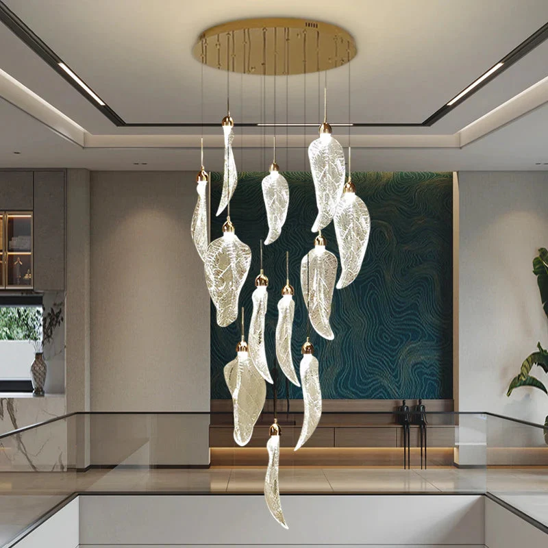 Elyorn Leaves Design High Ceiling Foyer Chandelier - Image 5