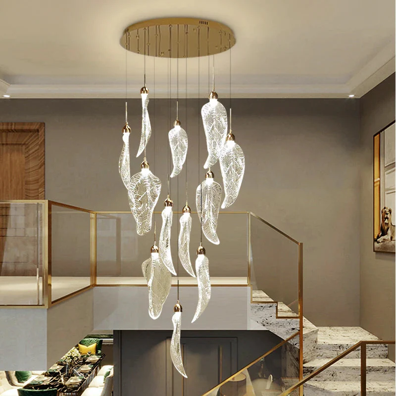 Elyorn Leaves Design High Ceiling Foyer Chandelier - Image 6