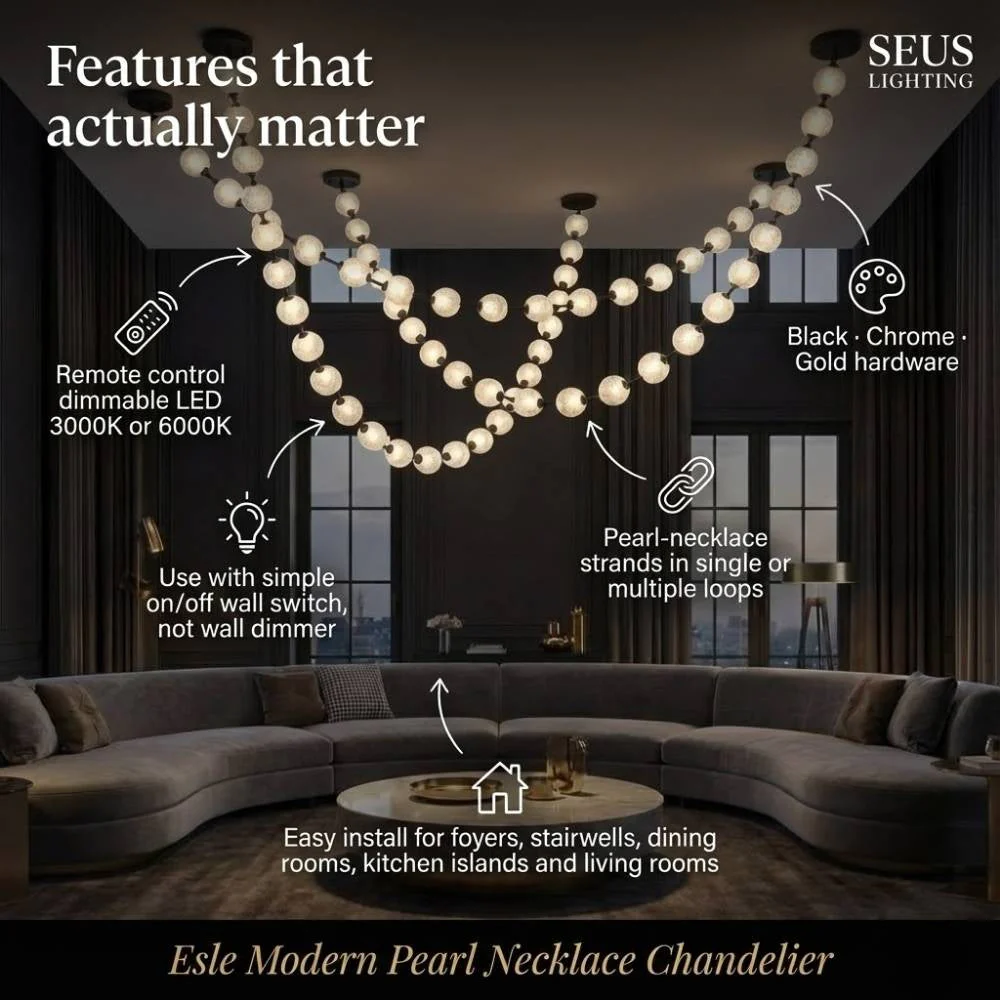 Esle Modern Pearl Necklace Chandelier - Image 7