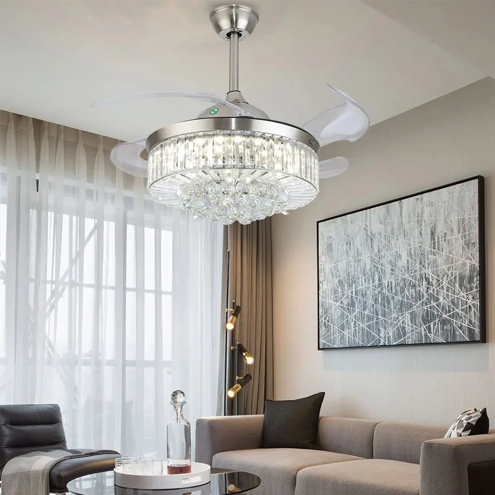 Feriya 42" Crystal Fandelier Ceiling Fan - Gold&Silver - Image 4