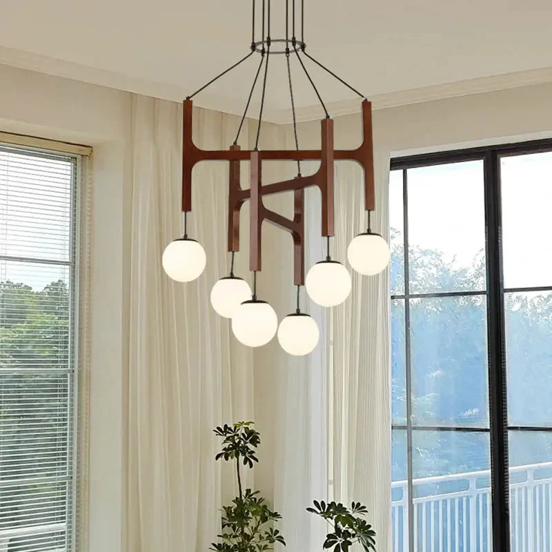 Fia Minimalist Wooden Pendant Chandelier Light - Image 3