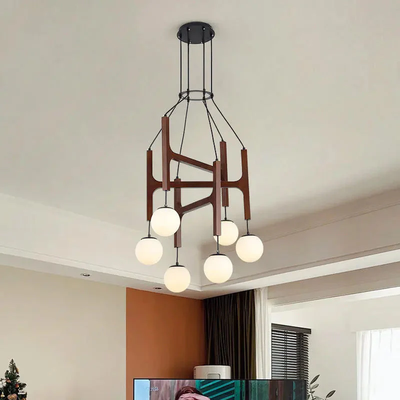 Fia Minimalist Wooden Pendant Chandelier Light - Image 4