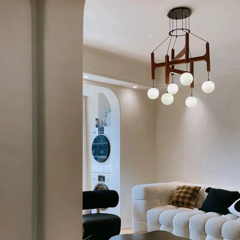 Fia Minimalist Wooden Pendant Chandelier Light - Image 5