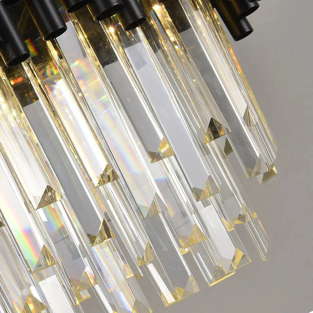 Finn Modern Black Linear Crystal Chandelier Dining Room - Image 3