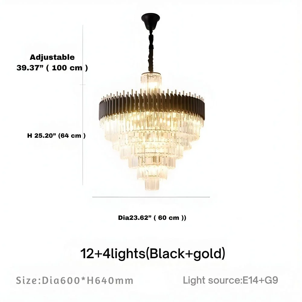 Fyu Modern Large Black and Gold Glass Chandelier - Image 7