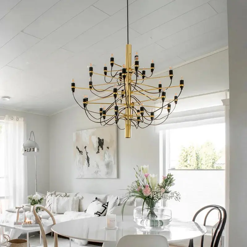 Gino Sarfatti Style Led Pendant Chandelier Black/Silver/Gold - Image 3